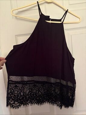 Express Black Lace-Hem Halter Cami